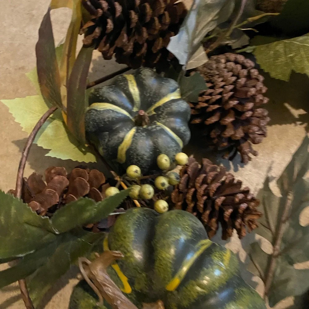 Autumn Harvest Wreath with Green and Brown Accents